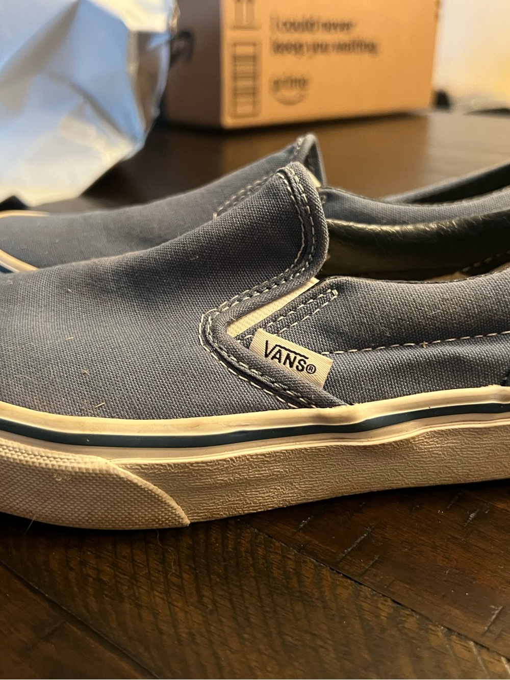 Vans Kids Slip-On Canvas Sneakers in Navy Blue